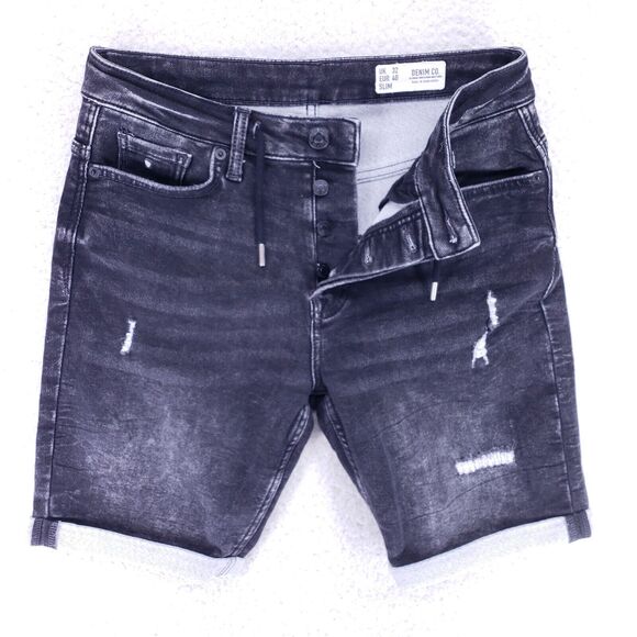 Denim Co Jean Shorts Denim Cotton Mens SZ 32 Black Straight VTG Baggy 90s Y2K - Picture 2 of 8